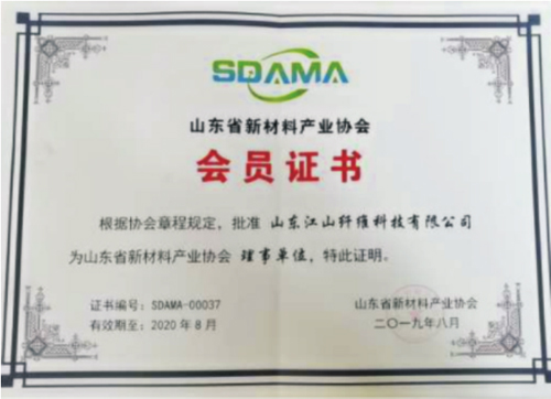 Member Certificate of Shandong New Material Industry Association